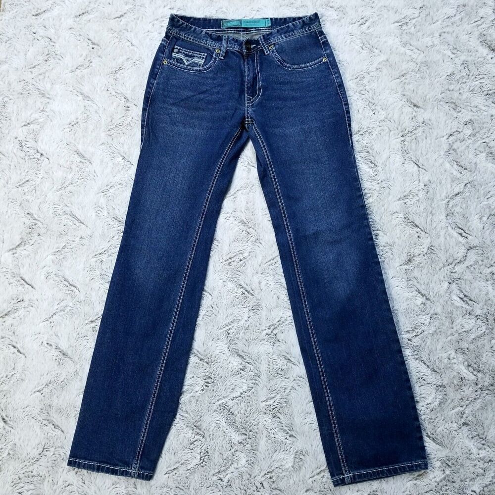 Rock & Roll Denim Jeans Womens 29x34 Blue Slim Straight Leg Revolver Straight